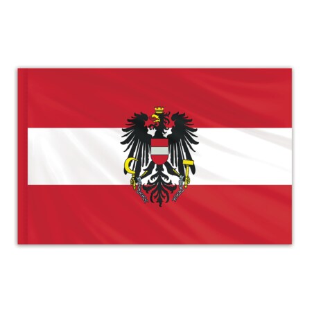 Austria Indoor Nylon Flag With Eagle 5'x8' With Gold Fringe